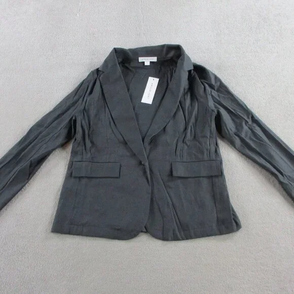 Amour Vert Blazer Womens Small Pewter Gray Tobie Femme Fete Linen Blend Coat NWT - Picture 2 of 10
